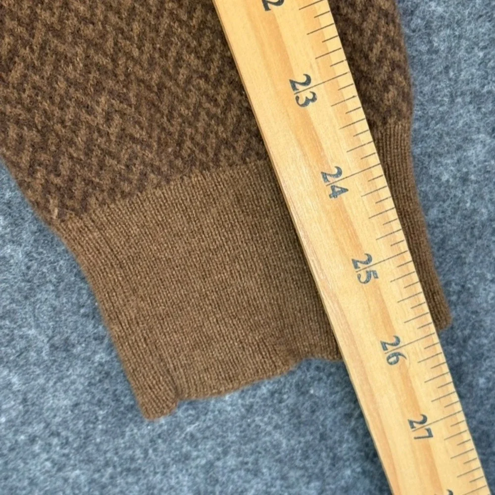 VTG Polo Ralph Lauren Mens Brown Herringbone Merino Wool Mock Neck Sweater Large